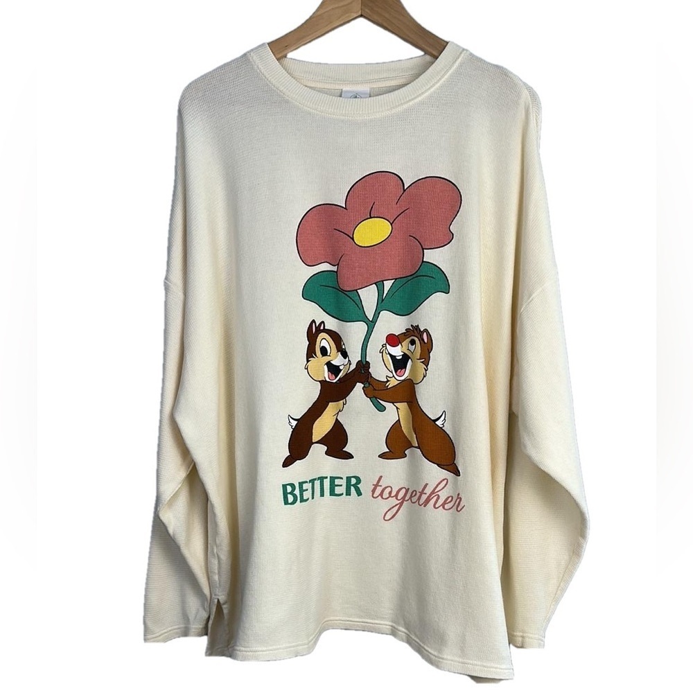 Disney Chip And Dale Better Together Thin Textured Pullover Cotton Top Size XL